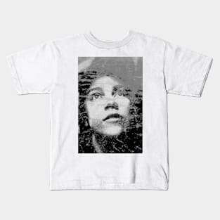 Beautiful girl, looking up. Grayscale, some noise. Weird and beautiful. Kids T-Shirt